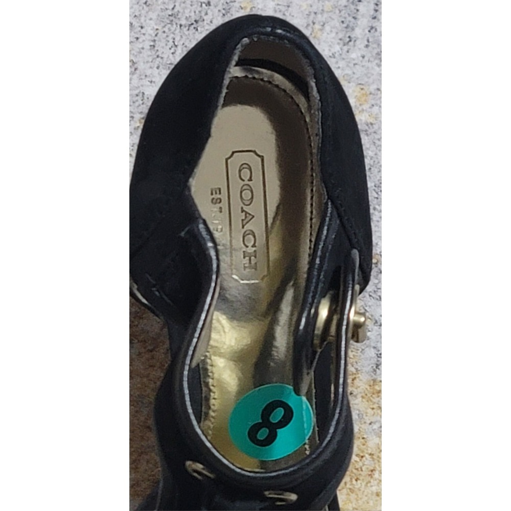 Coach Women's‎ Tristen Black Suede Tassel Peep Toe Heel Pumps Size 8 B - Picture 2 of 9
